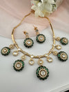 Enamel, Minakari, Kundan, CZ Gold plated Hasli necklace set, Indian Bridal Jewelry set