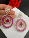 Premium Stones, Cubic Zirconia in gold color is designer Inspired Statement Big Circular Dangle earring/Indian, Bridal, bridesmaid gift