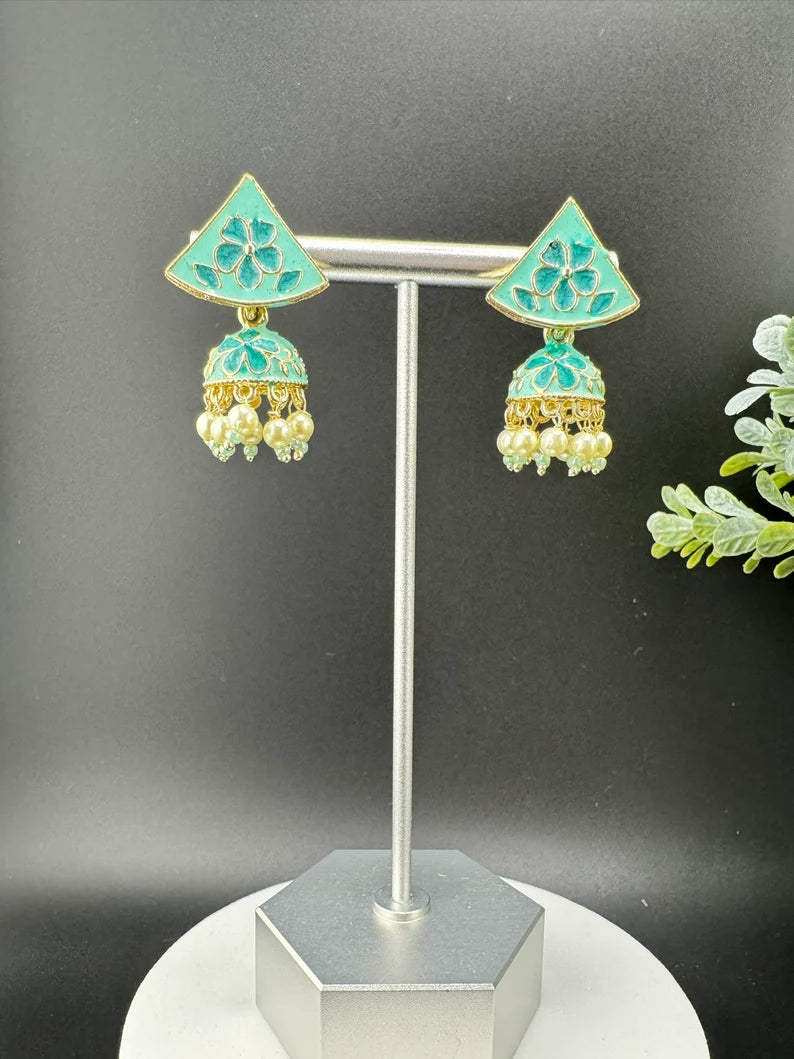 Minakari Details, Light Weight small jhumki earring