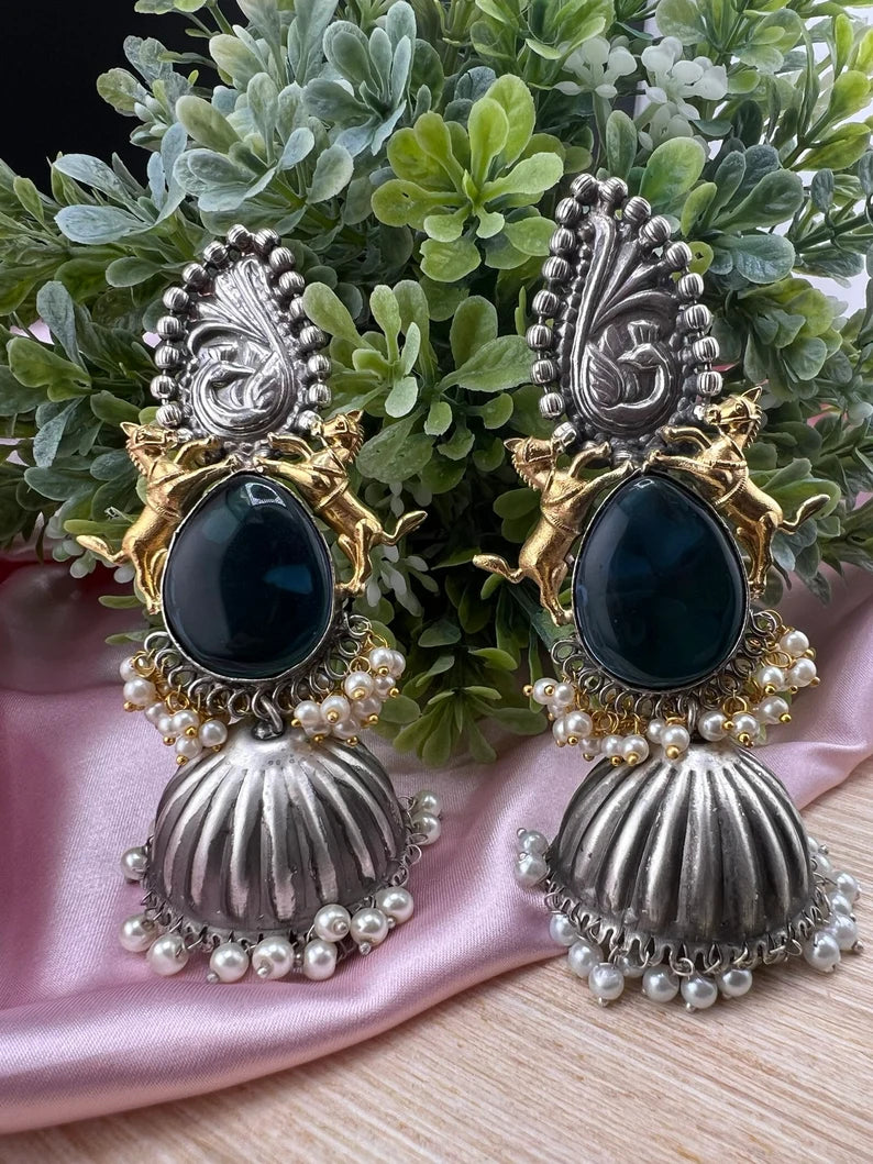 Oxidized German Silver Premium Long Jhumka