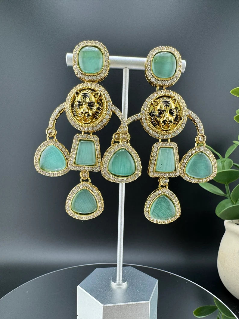 Inspired By Sabyasachi earrings Chand Bali , Long Chandelier earring