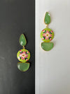 Gold and Light Green earring with Minakari and Monalisa Stone