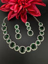 Monalisa stone American Diamond, Cubic Zirconia Necklace Set in Silver Polish