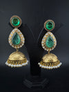 Amrapali Inspired Kundan, Doublet Stone, Pearls Long Jhumka Earrings, Matt Gold Designer Jewelry