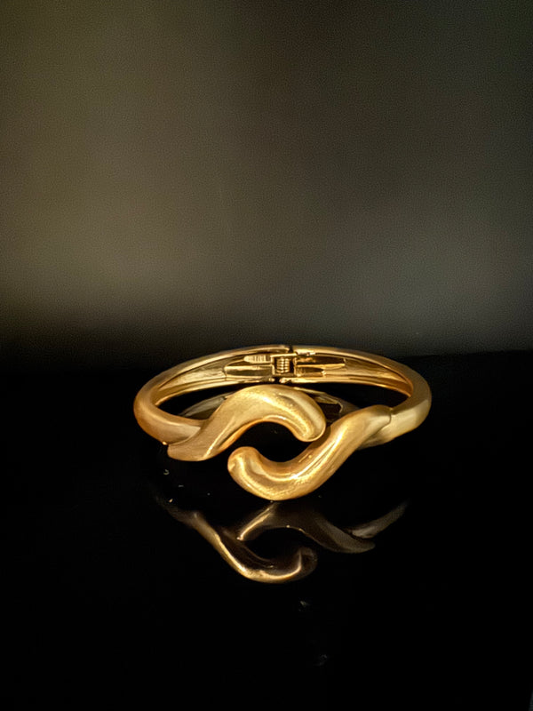 Brushed finished Gold Cuff Bracelet Bangle, Anti Tarnish, fits sizes upto 2.6"