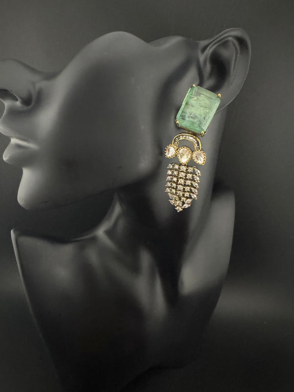 Cubic Zirconia, Kundan, Doublet Stone Chandelier Drop Earrings, Moissanite, CZ, Designer jewelry