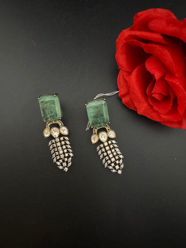 Cubic Zirconia, Kundan, Doublet Stone Chandelier Drop Earrings, Moissanite, CZ, Designer jewelry