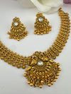 Rajwadi Gold necklace set with earrings, in kundan, Indian Bridal Jewelry set