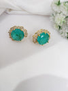 Gold Polish Doublet Stone Stud Earrings, Cubic Zirconia, AD, CZ, Indian Jewelry