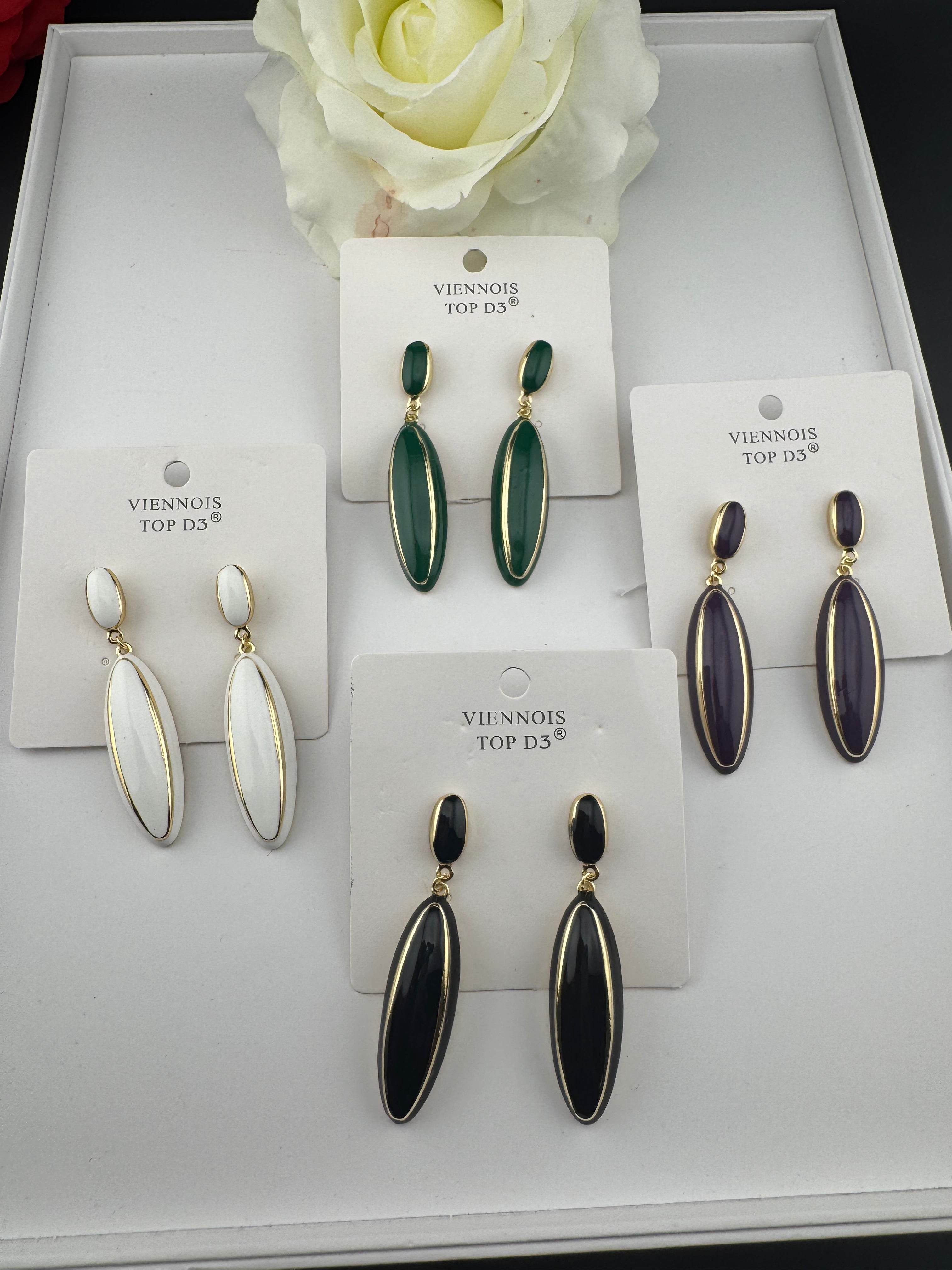 High Quality Premium Enamel and gold Designer Drop Earrings