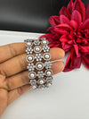 Openable Designer bracelet with Pearls, crystal stones, CZ Nano setting, Fits size upto 2.6"