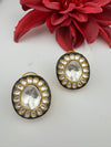 Kundan Enamel Big Stud Earrings, designer Inspired, Indian jewelry