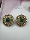 Kundan, Doublet stone, cubic zirconia Big Stud Earrings, designer Inspired, Indian jewelry