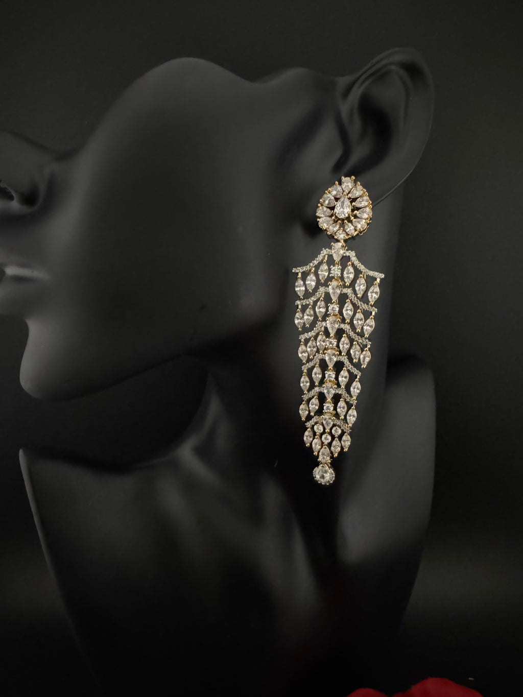 Premium Cubic Zirconia Chandelier Long earrings is designer Inspired, Statement Long earring, Bridal, Party, Wedding jewelry, Shiny