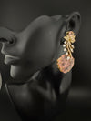 Pink and Gold, Doublet Stone Chandelier Drop Earrings, Bridal, CZ, Designer jewelry