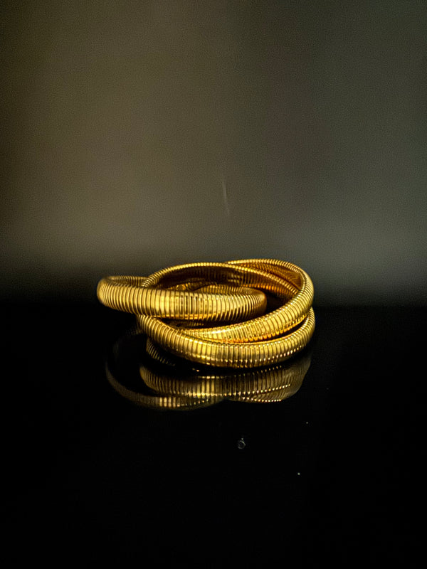 Brushed finished Gold Chunky Cuff Bracelet Bangle, Anti Tarnish, fits sizes upto 2.6"