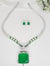 Green Doublet stone, Enamel and CZ Diamond all over Necklace Set, White Gold Plated