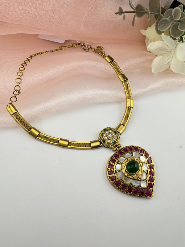 MOP, Cubic Zirconia, Stones Amrapali inspired necklace set, Indian Bridal Jewelry