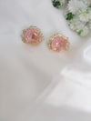 Gold Polish Doublet Stone Stud Earrings, Cubic Zirconia, AD, CZ, Indian Jewelry