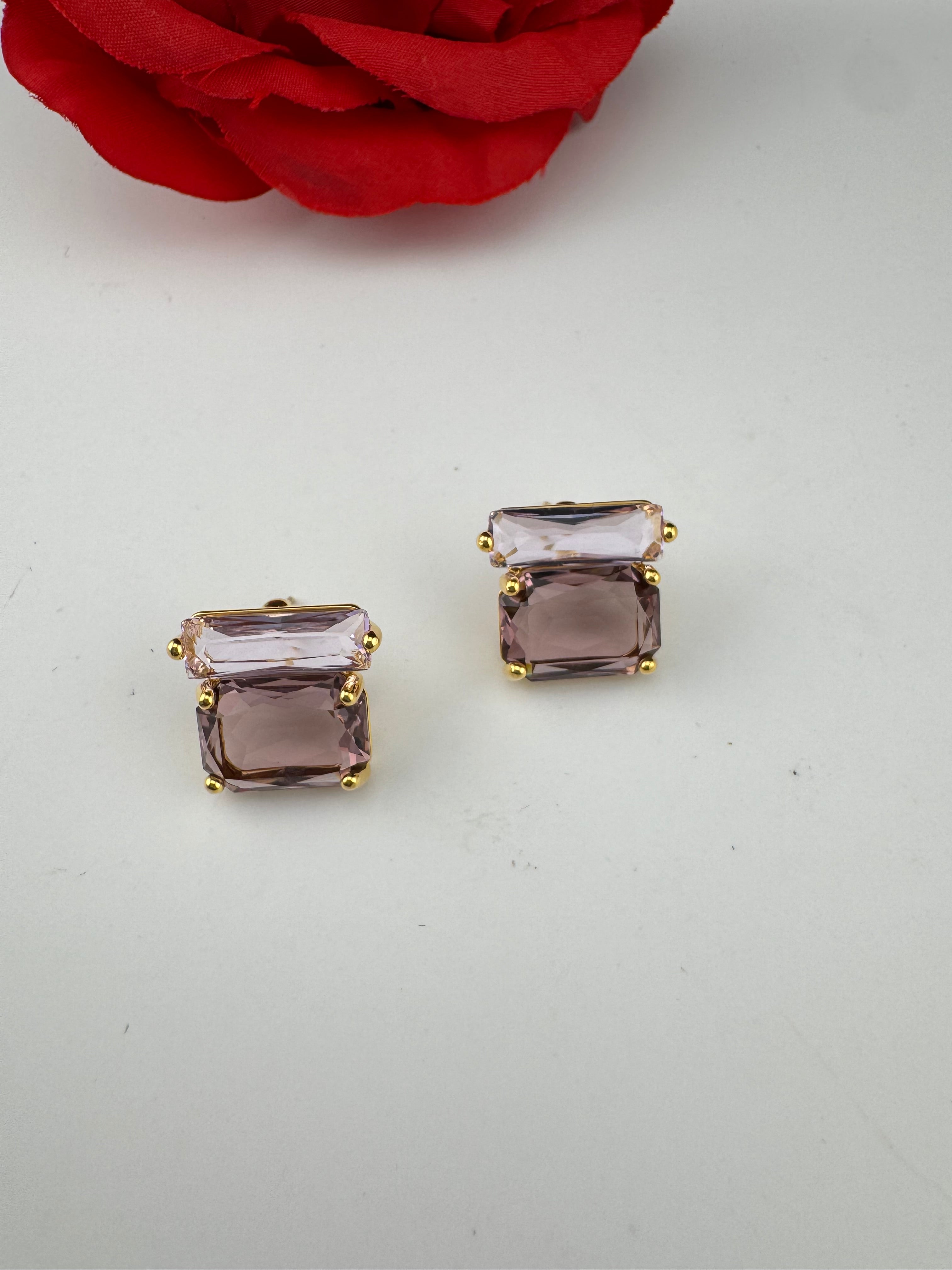 Premium designer Studs earring with clear glass stones, stylish, Statement Jewelry, jewelry for all ages, best for Bridesmaid Gift