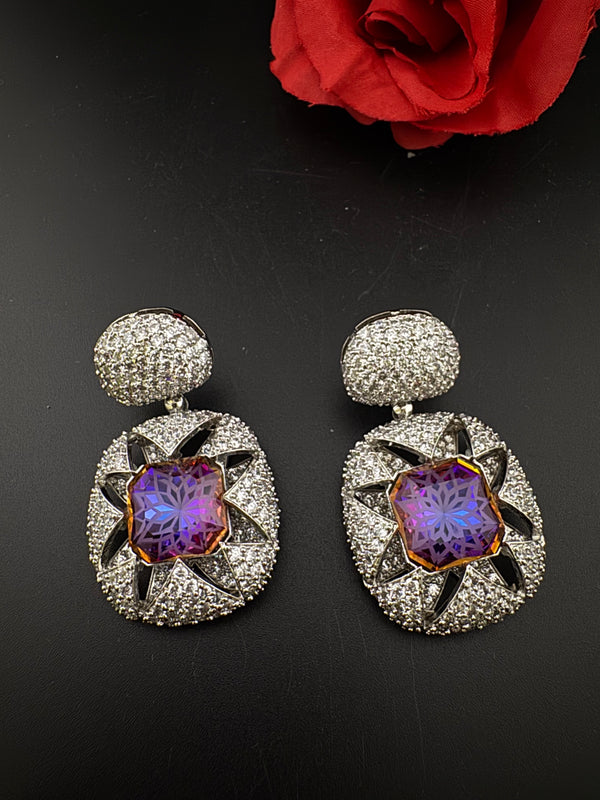Premium Nano Setting Cubic Zirconia and Crystal earrings in Drop shape, stylish, designer Inspired Statement earring/Bridal Bridesmaid gift