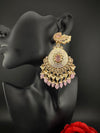 Enamel and Gold Kundan Chandelier Long Earrings, High shine Bridal Moissanite CZ, Designer Earrings