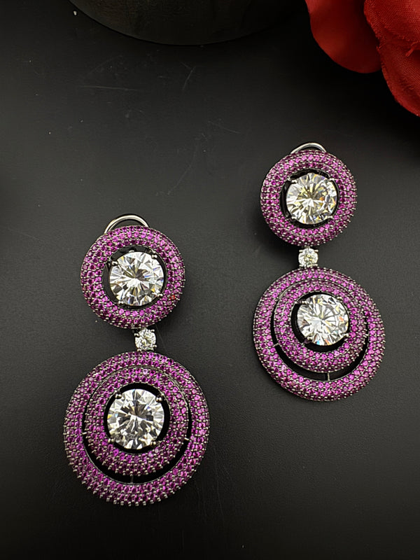 Premium Nano Setting of Cubic Zirconia with Crystal in silver is designer Inspired Statement Drop Dangle earring/Lightweight/bridesmaid gift