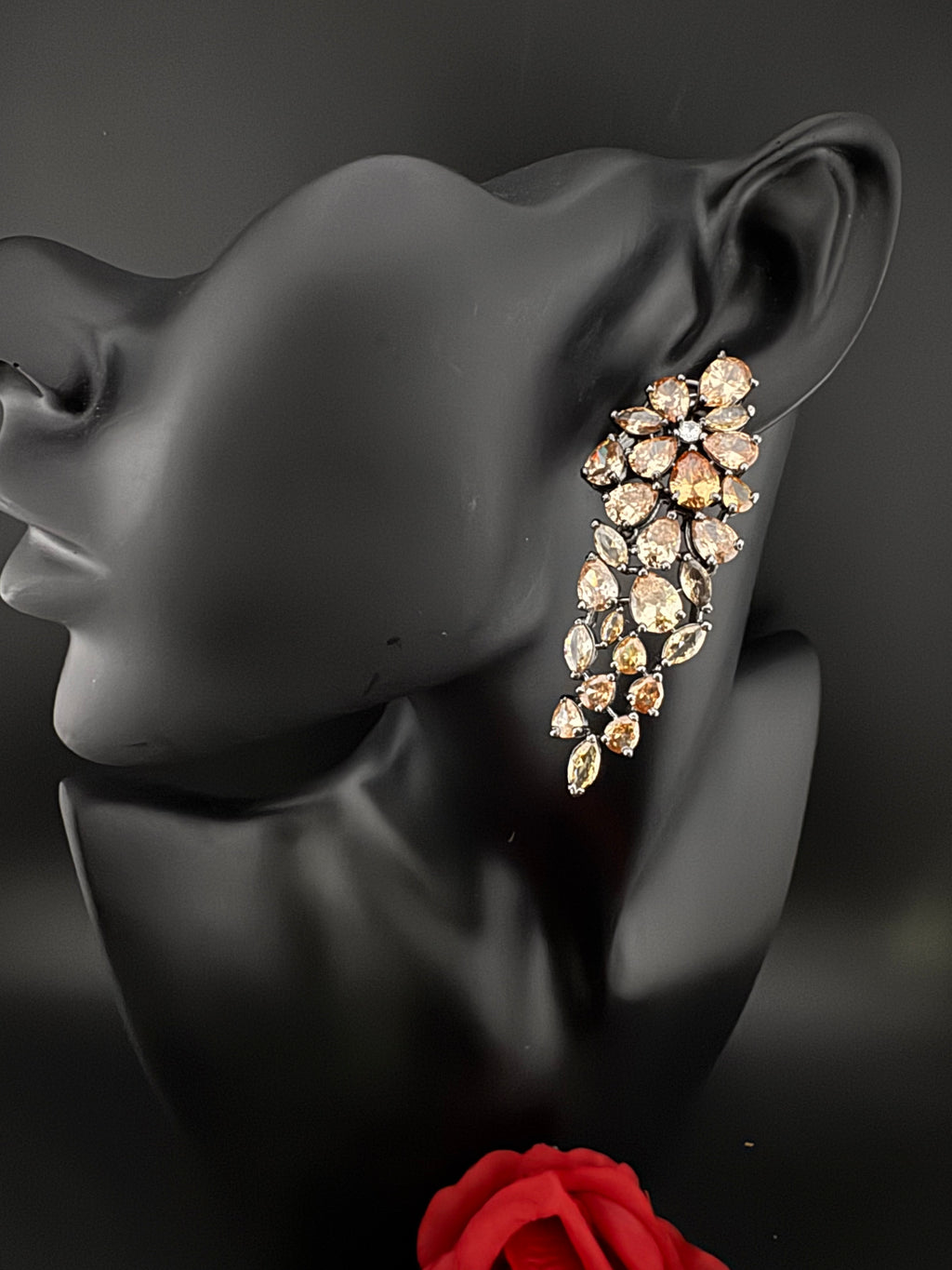 Premium Cubic Zirconia and stones Chandelier Long Victorian earrings is designer Inspired, Statement Long earring, Bridal, Party jewelry