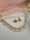 Kundan, Moissanite, CZ Sleek Flexible Gold necklace set, Indian Bridal Jewelry