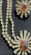 Swarovski Crystals and CZ Diamond star burst Necklace Set, Gold Plated set