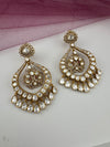 Gold with kundan, cubic zirconia chandbali Drop earrings, Indian Jewelry