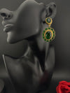 Amrapali inspired Matt Gold, Stone, Chandbali Dangle Earrings, designer jewelry