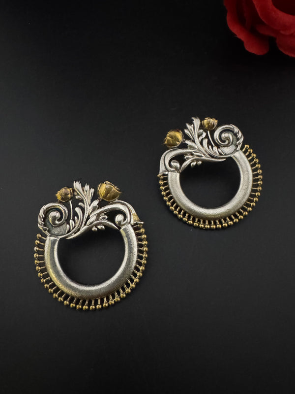 Oxidized Oversized Stud Earrings, Boho Ethnic Jewelry, designer jewelry