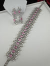 Step cut Crystals and CZ Diamond Statement Necklace Set, White Gold Plated Choker set