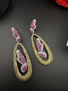 Premium Nano Setting Cubic Zirconia Victorian Long earrings in Butterfly Drop shape, designer Inspired Statement long drop dangle earrings