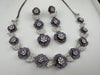 Nano Setting CZ Diamond Statement Necklace Set, White Gold Plated Choker set, nature inspired