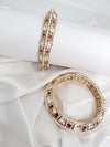 Pearls, Pachi Kundan, Moissanite Kundan, CZ, Openable Bracelet Bangle set of 2, Gold Polish