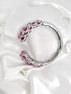 Openable Designer Cuff Bracelet with CZ Stones, Brass Bangle Fits 2.6"