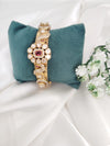 Peacock Amarapali inspired Moissanite Kundan, CZ, Stone Bracelet Bangle, Gold Polish (Fits 2.6" wrists)