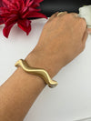 Brushed finished Gold Cuff Bracelet Bangle, Anti Tarnish, fits sizes upto 2.6"