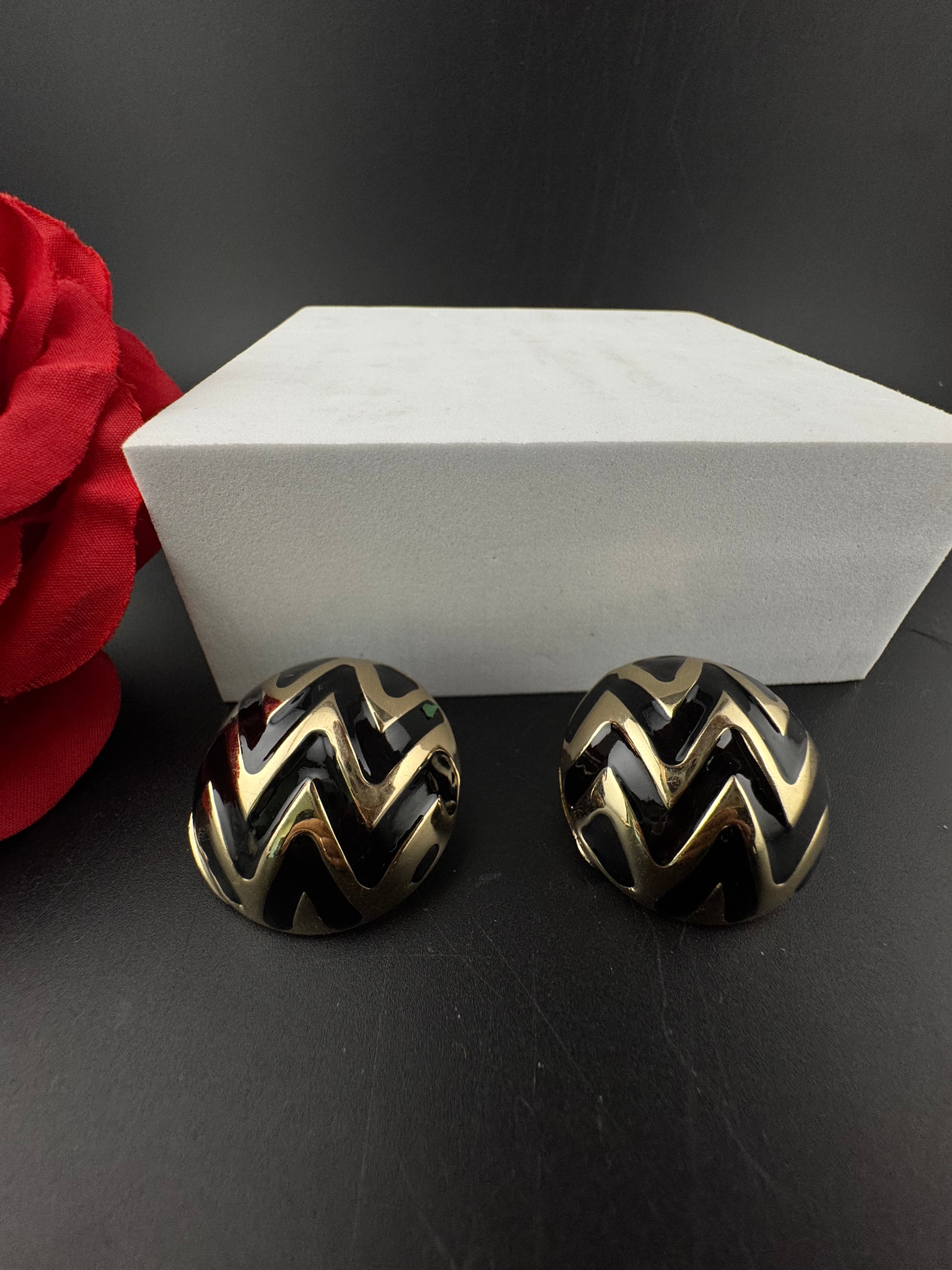 High Quality Enamel and gold designer Oversized Stud earrings, Unique statement earrings