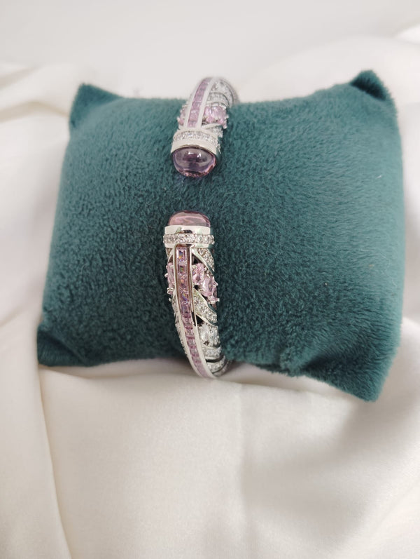 Openable Cuff bracelet with Stones, American Diamonds, crystal stones, CZ, Fits size upto 2.6"