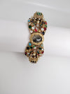 Designer inspired Stones, CZ, Crystal Openable Bracelet Bangle, Gold Polish (Fits 2.6" wrists)