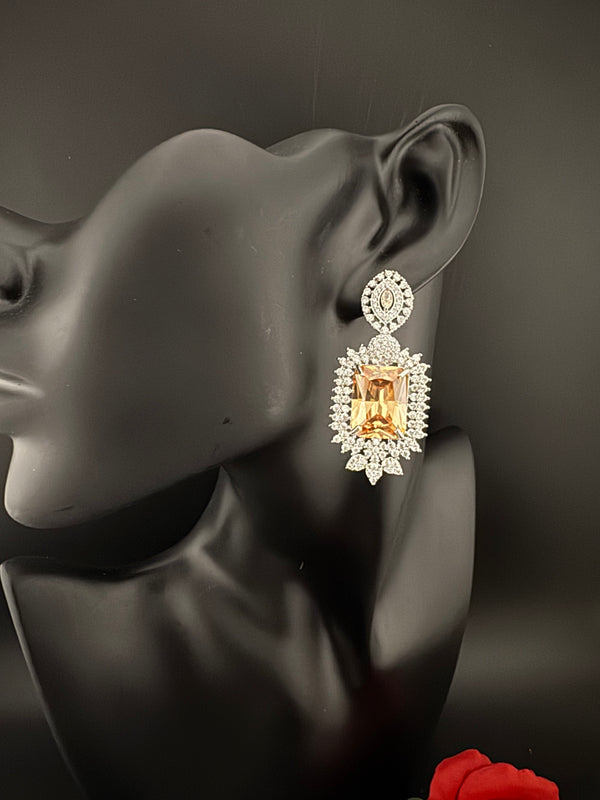 Premium Cubic Zirconia Chandelier earrings in Crystal stones, Cubic Zirconia, Swarovski designer Inspired Statement Drop Dangle earrings