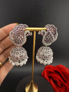 Premium Cubic Zirconia Peacock jhumka earrings is designer Inspired, Statement Long earring, Bridal, Party, Wedding jewelry, chic, Indian