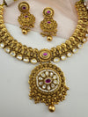 Rajwadi kundan, pearls Gold necklace set, Indian Bridal Jewelry set