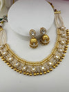 Rajwadi kundan Pearls Gold necklace set with jhumka, Indian Bridal Jewelry set