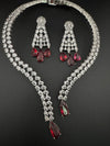 Crystals and CZ Diamond Statement front openable Hasli Necklace Set, Silver Plated Collar set