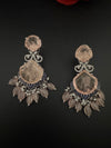 Pink and Gold, Doublet Stone Chandelier Drop Earrings, Bridal, CZ, Designer jewelry