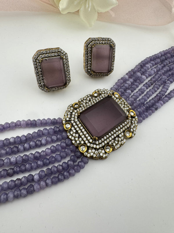 Hydro beads, CZ, Stones Choker necklace set, Indian Bridal Jewelry, chic set